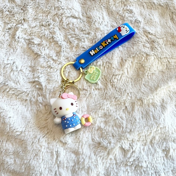 Sanrio Hello Kitty In Blue Bathing Suit Dress Keychain Bag Accessory Wristler - Picture 1 of 2